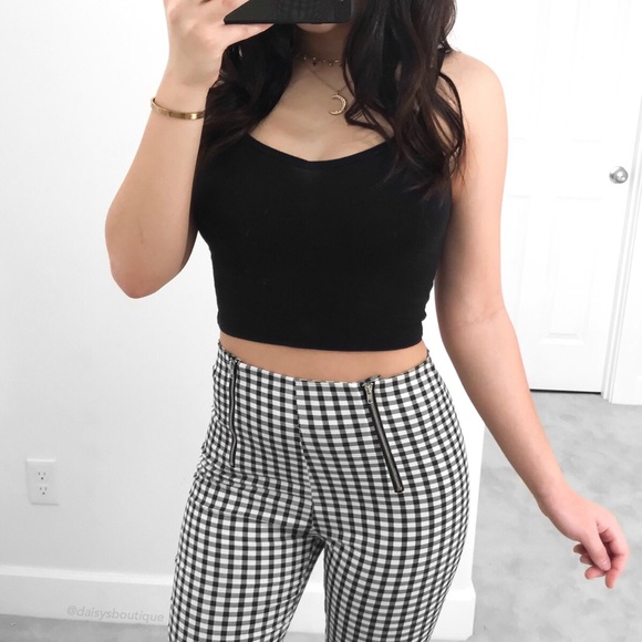 black and white high waisted gingham skinny pants - Picture 3 of 4